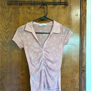 Floral Pink Button-Up Top